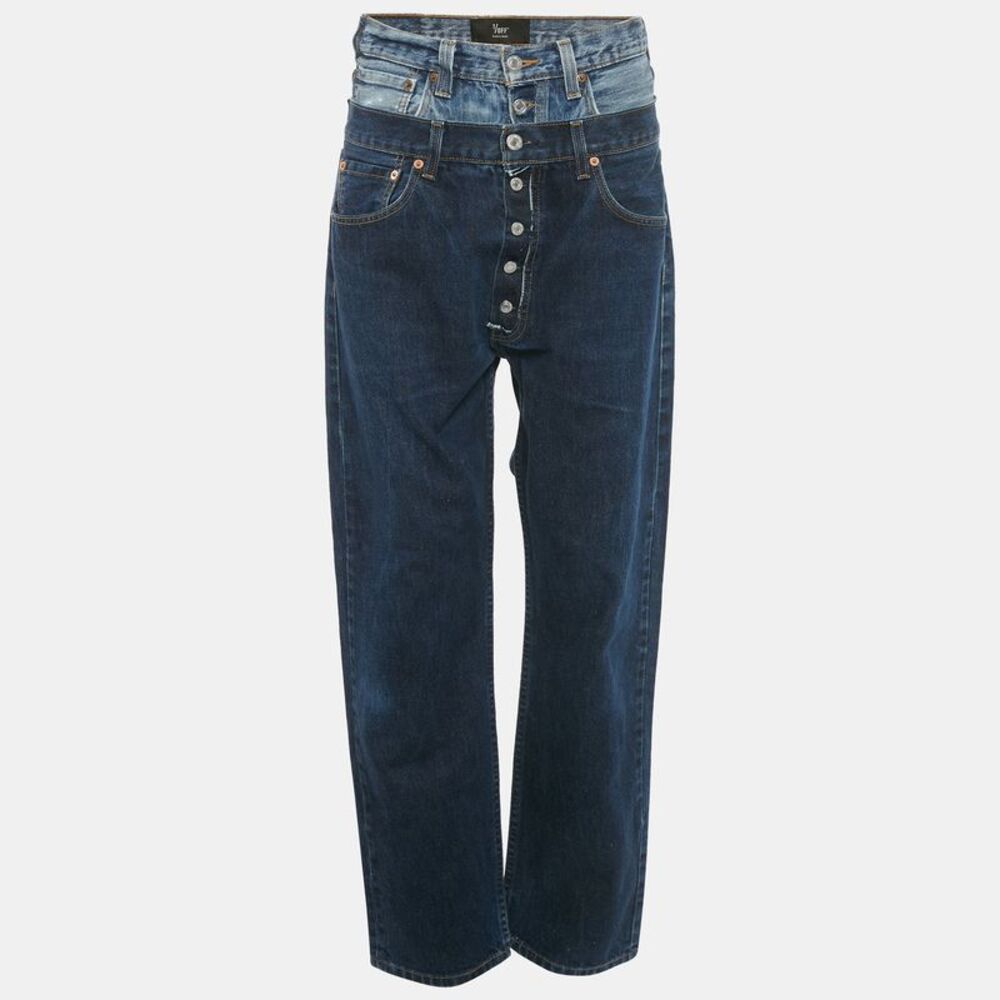 1/off Blue Denim High Waist Baggy Remade Jeans M Waist 32"